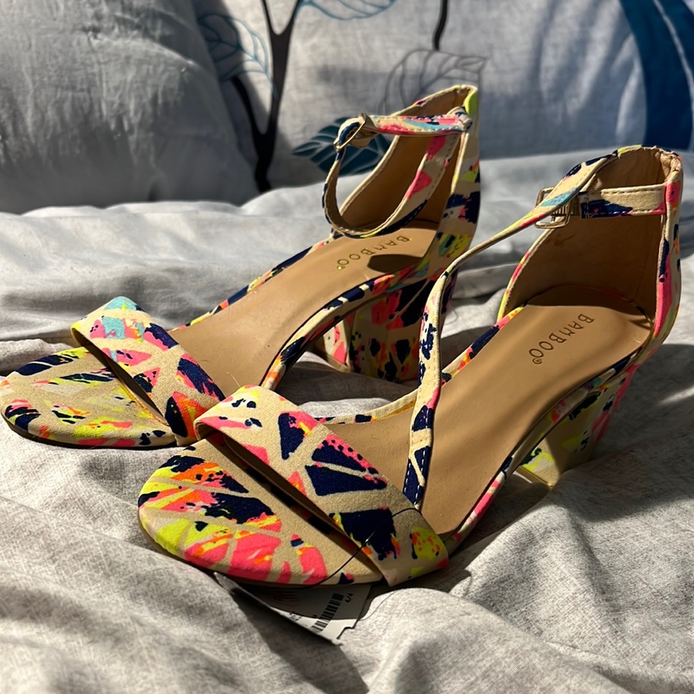 bamboo heels funky print